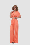 namcoverse Deep V-neck Top & Elastic Wide Leg Pants