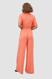 namcoverse Deep V-neck Top & Elastic Wide Leg Pants