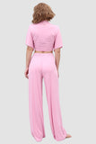 namcoverse Deep V-neck Top & Elastic Wide Leg Pants