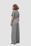 namcoverse Deep V-neck Top & Elastic Wide Leg Pants