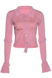 namcoverse Detachable Sleeve Button Down Knitted Tops