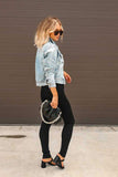 namcoverse Distressed Washed Denim Crop Jacket