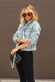 namcoverse Distressed Washed Denim Crop Jacket