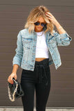 namcoverse Distressed Washed Denim Crop Jacket