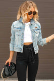 namcoverse Distressed Washed Denim Crop Jacket