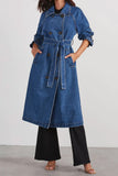 namcoverse Double-breasted Strappy Denim Trench Coat