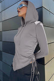 namcoverse Drawstring Irregular Hem Hoodie