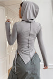 namcoverse Drawstring Irregular Hem Hoodie