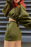 namcoverse Elastic Hem Cropped Hoodie Mini Skirt Suits