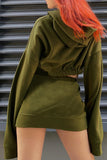 namcoverse Elastic Hem Cropped Hoodie Mini Skirt Suits