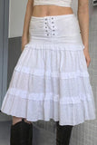 namcoverse Eyelet Strap A-Line Tiered Long Skirt