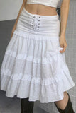 namcoverse Eyelet Strap A-Line Tiered Long Skirt