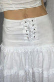 namcoverse Eyelet Strap A-Line Tiered Long Skirt