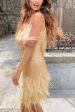 namcoverse Feather Sequin Tassel Cami Dress