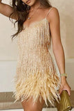 namcoverse Feather Sequin Tassel Cami Dress