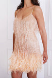 namcoverse Feather Sequin Tassel Cami Dress