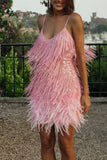 namcoverse Feather Sequin Tassel Cami Dress