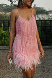 namcoverse Feather Sequin Tassel Cami Dress