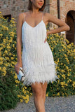 namcoverse Feather Sequin Tassel Cami Dress