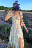 namcoverse Floral Print Backless Corset Maxi Dress