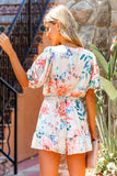 namcoverse Floral Print V Neck Flounces Rompers