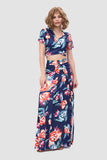 namcoverse V Neck Floral Printed Side Slit Two-Piece Dress