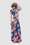 namcoverse V Neck Floral Printed Side Slit Two-Piece Dress