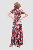 namcoverse V-neck Allover Floral Side Slit Two-Piece Dress