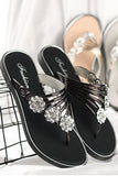 namcoverse Flower Rhinestone Flip Flop Flat Sandals