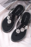 namcoverse Flower Rhinestone Flip Flop Flat Sandals