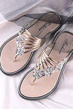 namcoverse Flower Rhinestone Flip Flop Flat Sandals