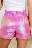 namcoverse Glossy Shirred Waist Slit Shorts