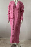 namcoverse Pocketed Cable Knit Long Cardigan