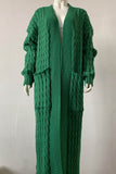 namcoverse Pocketed Cable Knit Long Cardigan