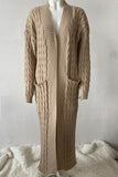 namcoverse Pocketed Cable Knit Long Cardigan