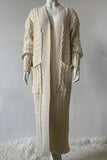 namcoverse Pocketed Cable Knit Long Cardigan