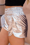namcoverse Glossy Shirred Waist Slit Shorts