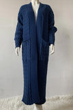 namcoverse Pocketed Cable Knit Long Cardigan