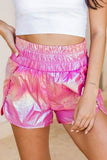 namcoverse Glossy Shirred Waist Slit Shorts