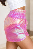 namcoverse Glossy Shirred Waist Slit Shorts