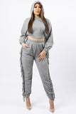 namcoverse Fringe Hoodie Crop Top Pants Set