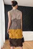 namcoverse Full Pleated Sleeveless Colorblock Dress