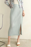 namcoverse Full Pleated Solid Side Slit Skirt