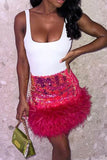 namcoverse Fuzzy Sequins Bodycon Mini Skirt