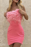 namcoverse Fuzzy Strapless Backless Dress