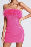 namcoverse Fuzzy Strapless Sequins Pack Hip Dress