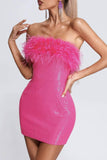 namcoverse Fuzzy Strapless Sequins Pack Hip Dress