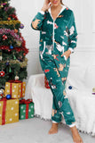 namcoverse Christmas Printed Hooded Loungewear Jumpsuit