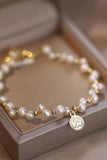 namcoverse Gold Beaded Pearl Bracelet