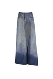 namcoverse Gradient Low-waisted Irregular High Slit Denim Skirt